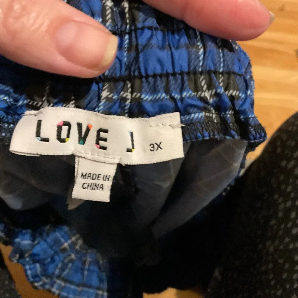 LOVE J Women's Blue Plaid‎ Jogger Pants Size 3X Polyester